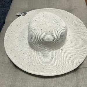 NWT White Sequined sun hat